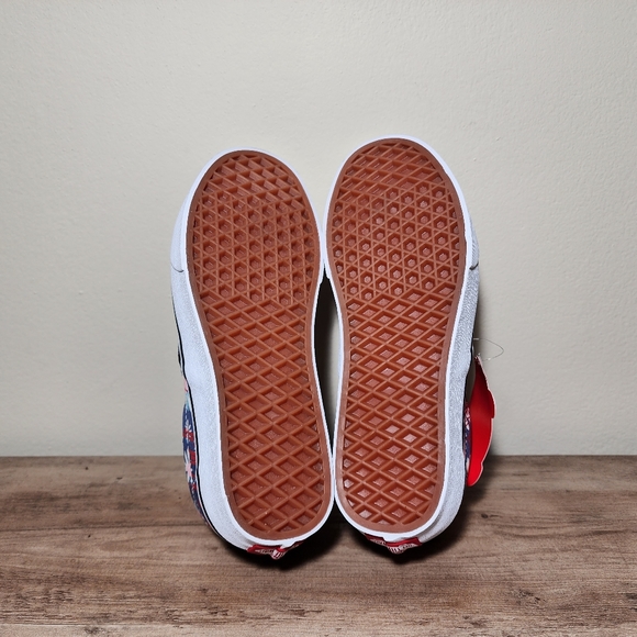 Vans Floral Classic Slip On Blue Red Sneakers Womens Shoes Size 7 - Picture 9 of 11